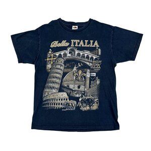VTG Bella Italia Italian Landmarks Black T-Shirt Size Large
